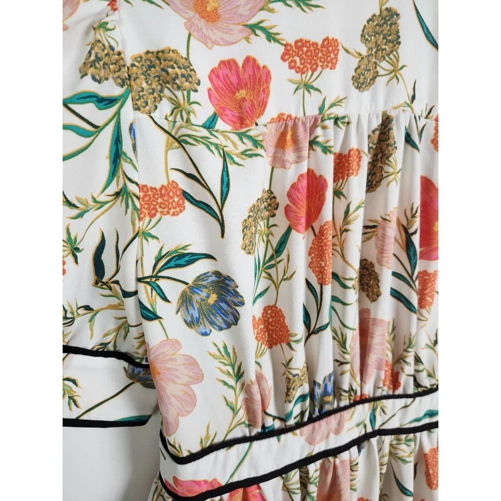 Kate Spade Women's Sz. 0 Floral Blossom Fluid Tiered Collared Shirt Dress - Picture 7 of 7